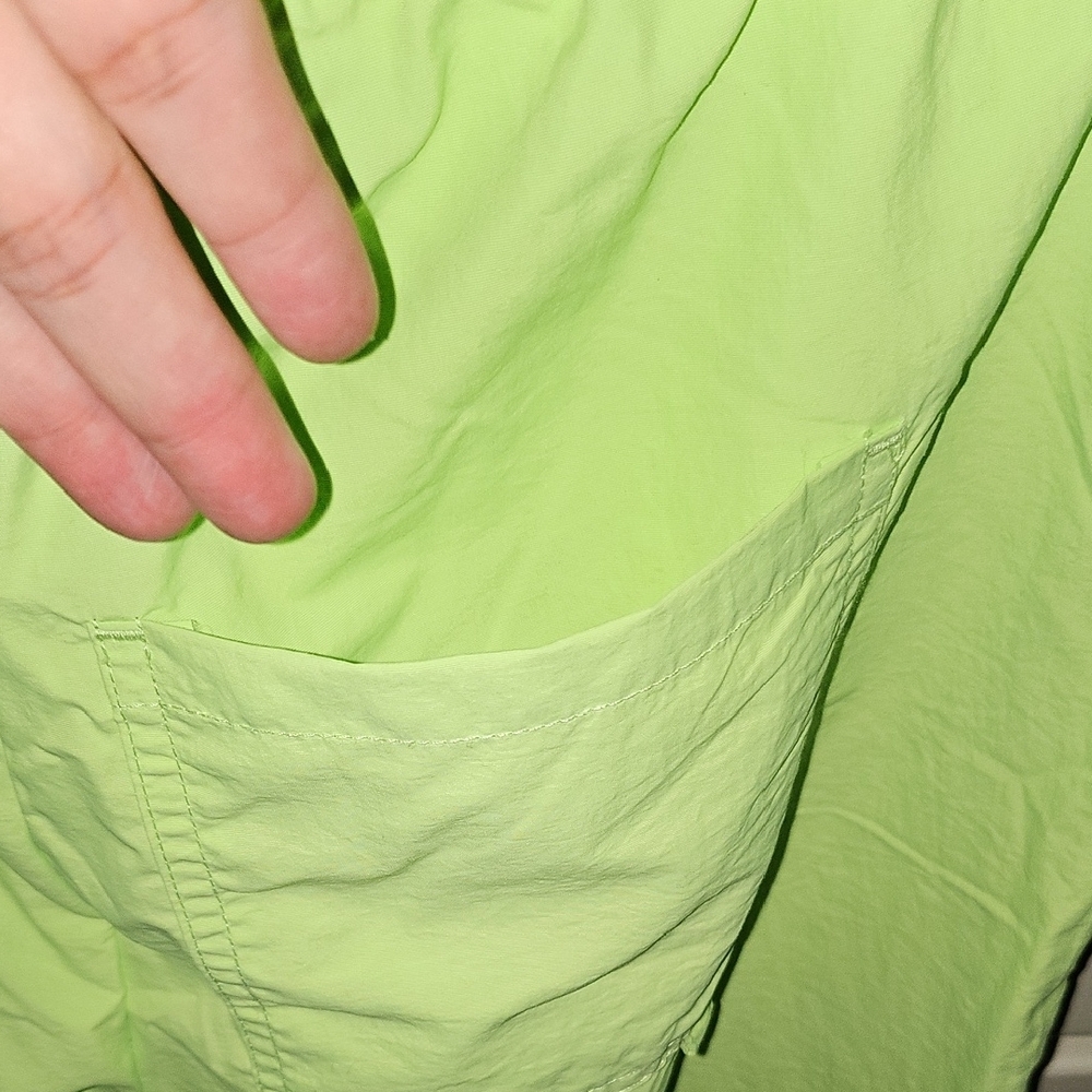 No Boundaries Neon Green Cargo Parachute Pants - Picture 3 of 7